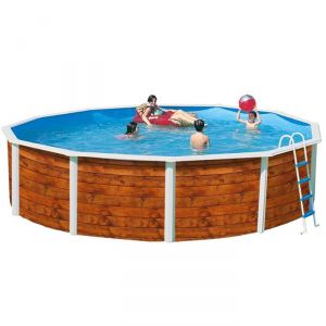 8107 - Piscine ronde Etnica hors sol en acier aspect bois Ø 460 x 120 cm