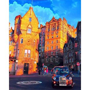 Peinture au num&eacute;ro : Rue Edinburgh - toile tendue sur ch&acirc;ssis