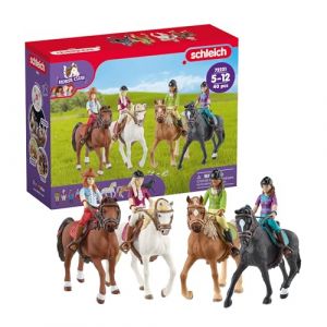 Schleich Horse Club | Balade &agrave; Cheval 72221 | 4 Figurines articul&eacute;es et 4 Chevaux | Cadeau pour Filles et gar&ccedil;ons | Jouet &eacute;questre pour Enfants d&egrave;s 5 Ans | Coffret de 40 pi&egrave;ces | exclusivit&eacute; Amazon