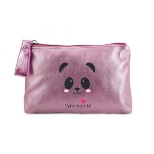 Porte monnaie Taperso personnalisable rose motif panda et coeur