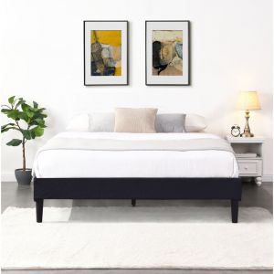 King Of Dreams - Sommier 140x200 cm Tapissier d&eacute;houssable housse lavable noir + Pieds en 20 cm 2 x 13 Lattes - Anna- revetement Tissu pvc