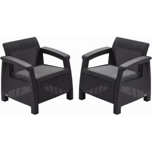 Allibert CORFU DUO Set de 2 chaises de jardin, 75 x 70 x 79cm, graphite/gris 17197993