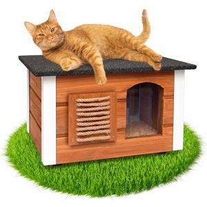 Maison pour Chat - TECK - 61x39x36cm - Bois FSC - Isolation thermique - Toit étanche