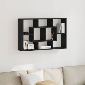 VidaXL &Eacute;tag&egrave;re murale ch&ecirc;ne noir 85 x 16 x 525 cm - bois ding&eacute;nierie compartiments cubiques finition mate