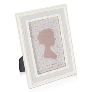 Import Belssia Cadre Photo, Blanc et Argent, Taille M