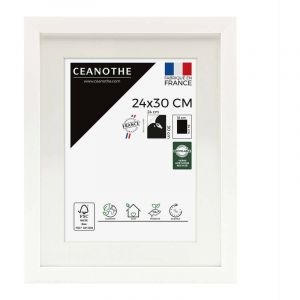 Ceanothe Cadre Photo Blanc 24x30 cm et 30x24 cm, passe-partout int&eacute;gr&eacute; &ndash; Convient au A4 - Effet caisse &ndash; Cadre Photo Milan en R&eacute;sine Recycl&eacute;e - Fabriqu&eacute; en