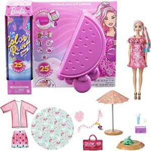 Mattel Color Reveal avec Mousse parfum&eacute;e, poup&eacute;e et animal avec 25 &eacute;l&eacute;ments myst&egrave;re dont 19 sachets surprise, Th&egrave;me Past&egrave;que, jouet pour enfant, GTN19