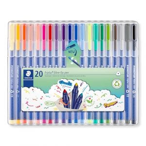 Staedtler Triplus Color, Feutres de coloriage de haute qualité, Pointe moyenne de 1 mm, Étui chevalet avec 20 couleurs lumineuses assorties, 323 SB20