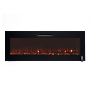 Chemin&eacute;e &Eacute;lectrique Murale Encastrable 2000W Kekai Oregon 127x16x48 cm Noir avec Simulation de Feu T&eacute;l&eacute;commande pour Int&eacute;rieur