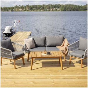 Venture Home - Salon détente extérieur en acacia et aluminium Chania gris