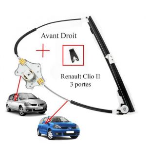 Mécanisme de Lève vitre pour Renault Clio 2 et Clio 2 Campus 3 Portes depuis 1998 - AVANT DROIT (côté passager)