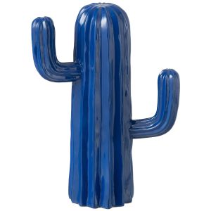 J-Line JOLIPA Cactus d&eacute;coratif en r&eacute;sine bleue 28 cm