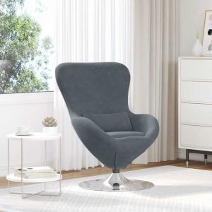 VidaXL Fauteuil &oelig;uf Gris fonc&eacute; 63 x 73 x 90 cm Velours