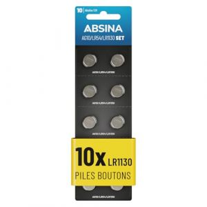 Absina Pile bouton AG 10 1.5 V 10 pc(s) alcaline(s) S552343