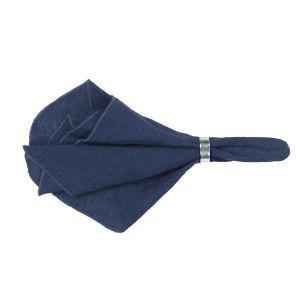 Broste Copenhagen Serviette en lin Gracie Bleu fonc&eacute; (Insignia blue)