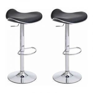 Image de CLP Lot 2 Tabourets de bar r&eacute;glables SHANGHAI en PU, r&eacute;glable en hauteur 62 - 83 cm, Tabourets pivotants avec repose-pieds
