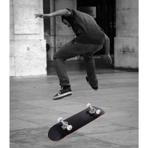 Coast Skateboard Planche complète Funboard Minicruiser Woodboard Longboard 20x79cm Noir