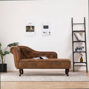 Image de VidaXL Chaise longue Marron Similicuir daim