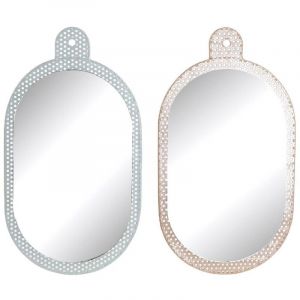 DKD Home Decor Lot de 2 miroirs muraux en métal Rose Blanc 22 x 1,5 x 40 cm
