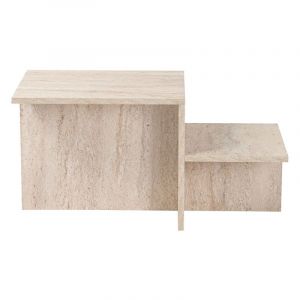 DRAWER Table basse effet travertin - Beige - Hemy