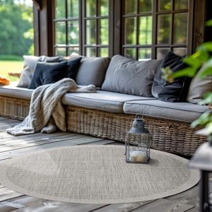 Tapis de Cuisine Uni - SIMPEX - 120 cm Rond - Gris - Design Résistant aux Intempéries - Tapis Lavable