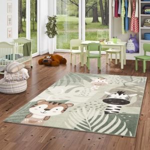 Softstar Kids - Tapis pour enfants - Les amis du safari vert menthe - 80x150 cm