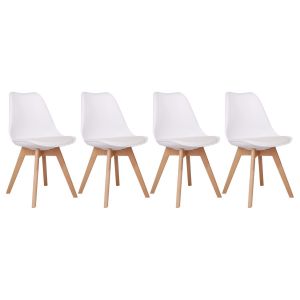 Image de Happy Garden Lot de 4 chaises scandinaves MARIA blanches avec coussin