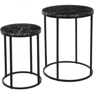 Image de Ensemble de tables d'appoint 2 pcs noir - H&s Collection