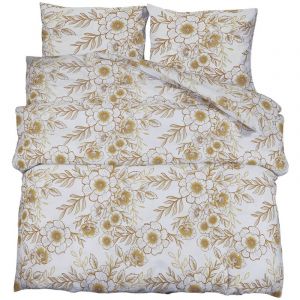 Image de VidaXL Ensemble De Housse De Couette Blanc Et Marron 200x200 Cm Coton