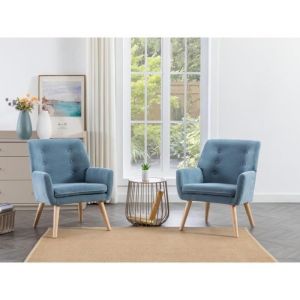 Fauteuil en tissu bleu SERINO