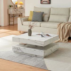 [en.casa] - Table basse Florenz 76 x 76 x 38 cm effet marbre blanc
