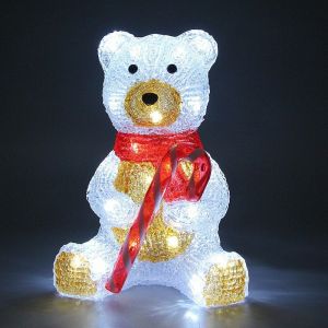 Monzana Figurine Lumineuse LED en Acrylique - décoration de Noël - Nounours Assis - Ours Polaire Lumineux - Illumination de noël