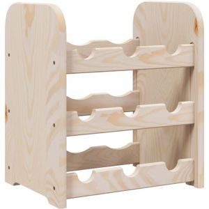Décoshop26 Casier range bouteilles étagère de rangement vin 3 niveaux 33 x 25 x 37 cm bois de pin DEC024353
