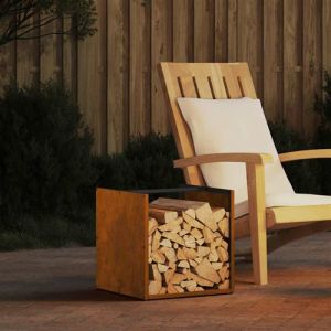 VidaXL Étagère à bois 40x40x40 cm acier résistant aux intempéries864242