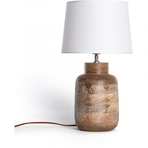 TechBrey Lampe à Poser Bois Akash ILUZZIA Blanc