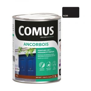 Comus Ancorbois noir 3L - Peinture de protection et de décoration microporeuse 2 en 1 bois - noir