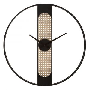 Horloge murale ronde en métal noir et beige Ø 60x5 cm