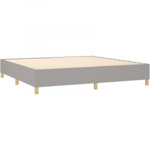 D&eacute;coshop26 Sommier &agrave; lattes sur pieds cadre de lit 200x200 cm tissu gris clair TDL0207176