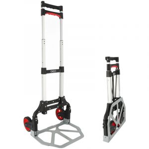 Diable pliable 70kg - Aluminium - Plateau antid&eacute;rapant 39x23 cm - Hauteur 91cm - Roues increvables syst&egrave;me de repli automatique