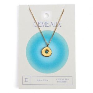 Nature & Découvertes Collier du zodiaque acier doré et strass en verre collection Aura