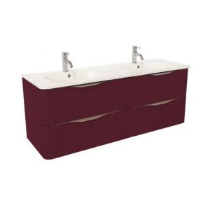 Image de Ond&eacute;e Meuble &agrave; suspendre 140 cm mulberry double vasque quatre tiroirs JAPHAR ONDEE