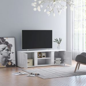 Image de VidaXL Meuble TV 120x34x37 cm Aggloméré Blanc Brillant