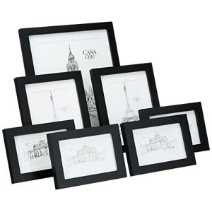 Cl ic by Casa Chic Lot de 7 Cadres Photos de diff&eacute;rentes tailles en Bois M if Noir