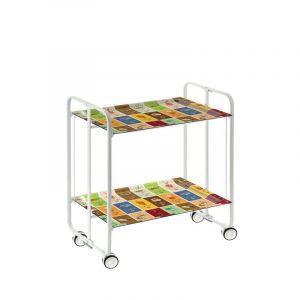 Don hierro Table roulante pliante bauhaus châssis blanc, 2 plateaux - 20