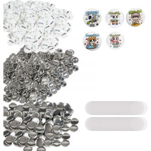 VEVOR Badge Personnalisé 25 mm 500 Kits de Consommables Badges à Épingles Fournitures pour la Fabrication de Badge Rond avec Couvercle Fond Plastique Métallique Papier Film Machine à Badges Bricolage