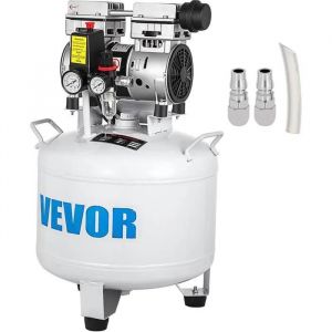VEVOR Compresseur d’Air Silencieux sans Huile 8.8 gallons / 40L, 1.1HP, Argenté, 110L/min, 110 PSI, 48 dB(A), pour Outils Pneumatiques et Gonflage de Pneus