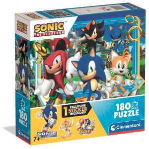 Clementoni Puzzle pour Enfants 180 pi&egrave;ces Supercolor, pour Enfants 7+ Ans, Illustration avec Personnages de Carton Sonic avec Autocollant Inclus, id&eacute;e Cadeau, fabriqu&eacute;e en Italie, 48,5 x 33,5 cm