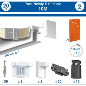 Newly Pack cimaises MICRO PERLON - 10 mètres - Blanc mat (peut être peint) - 117 mm