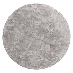 Paco Home - Tapis De Salon, Rond Petit Tapis En Fausse Fourrure, Chambre d'Enfants, Peluche Shaggy Tapis De Lit 120 cm rond, Gris