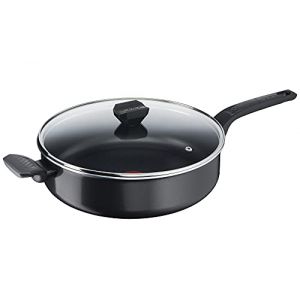 Image de Tefal B55537 - Easy Cook & Clean - Sauteuse - 28 cm - Avec couvercle en verre - Revêtement anti-adhésif - Sûre - Signal thermique - Fond de poêle à diffusion - Cuisson saine - Noire